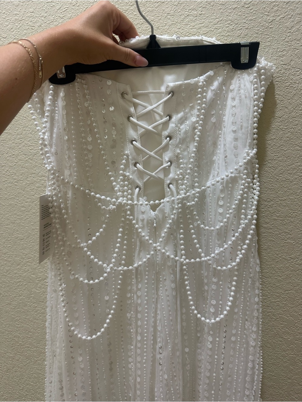 White Sequin Beaded Dress - Picture 3 of 6